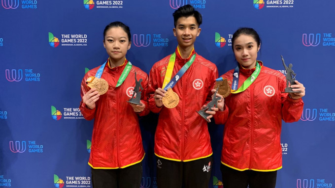 3名武術運動員在今屆世運會為香港增添三面銅牌。香港武術總會網站圖