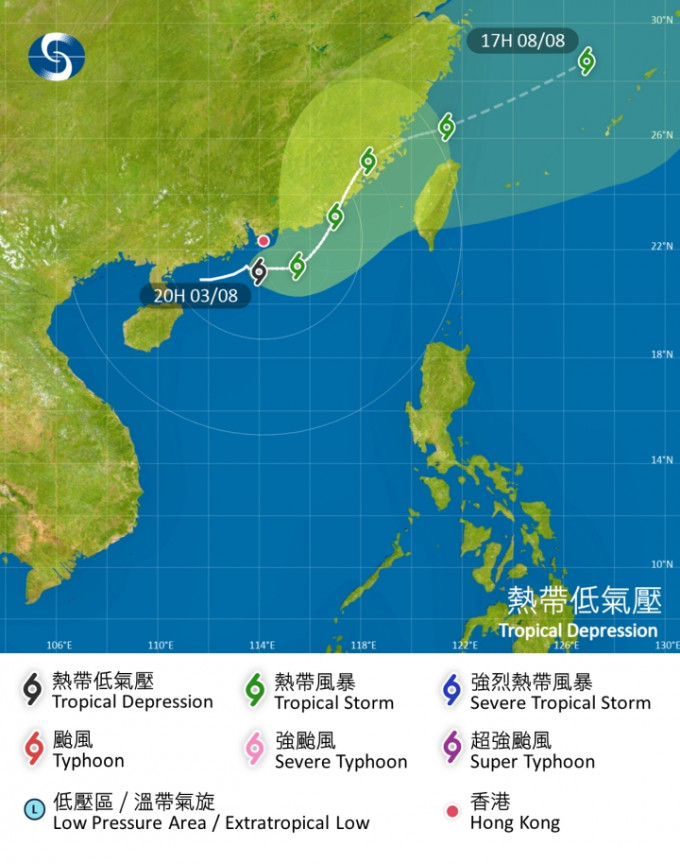 天文台指除非该热带低气压显著增强及进一步靠近香港，本港普遍吹烈风的机会较低。天文台