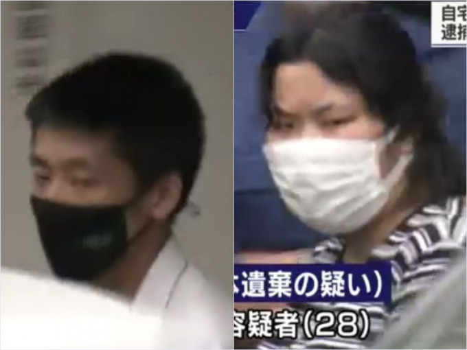 被捕小森夫婦。日本電視畫面