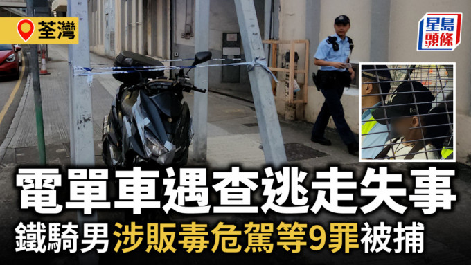 荃灣電單車遇查逃走失事 鐵騎男涉販毒危駕等9罪被捕