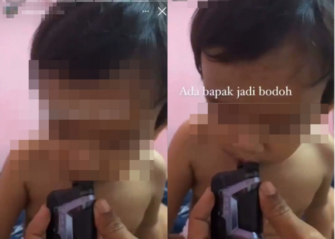 马来西亚有男子让儿子吸食电子烟，被炮轰是虐儿举动。网图
