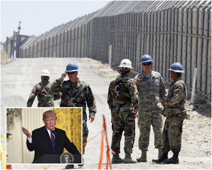特朗普下令國民警衛隊士兵前往南部美墨邊境地區阻止非法移民越境。 AP