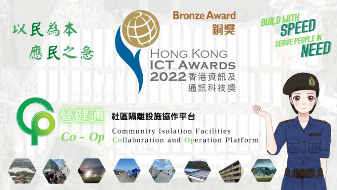 香港海關參與國際創科展，展出得獎作品「營健通」社區隔離設施協作平台。海關FB