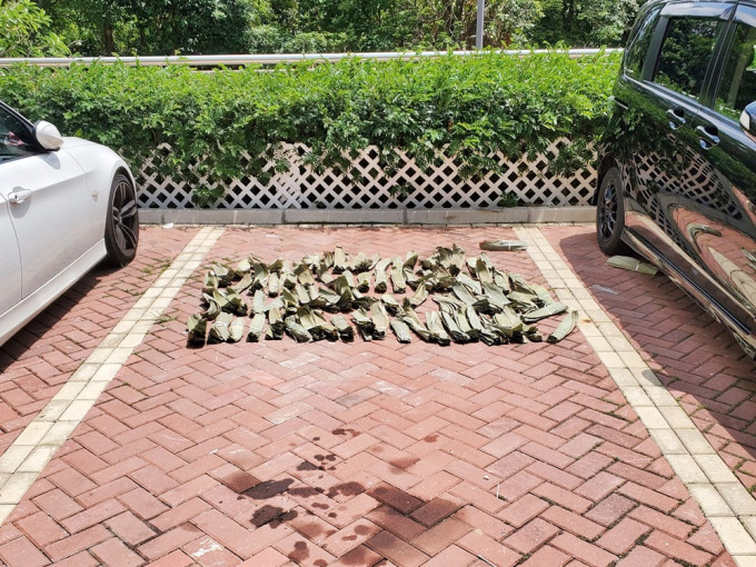 有人將糭葉放在停車位內。FB群組「清河邨 & 祥龍圍邨 Ching Ho Estate & Cheung Lung Wai Estate」圖片