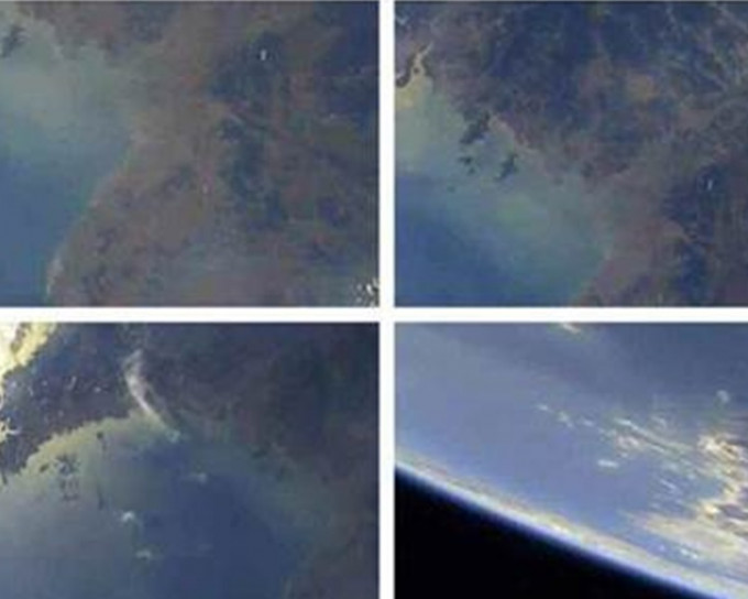 北韓公布疑似飛彈重新進入大氣時，拍攝到的地球照片。勞動新聞