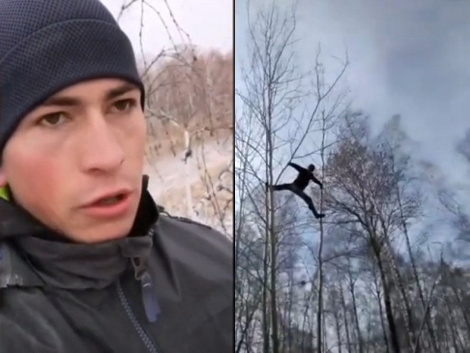 俄大學生每天爬8米高白樺樹找信號上網課。(網圖)