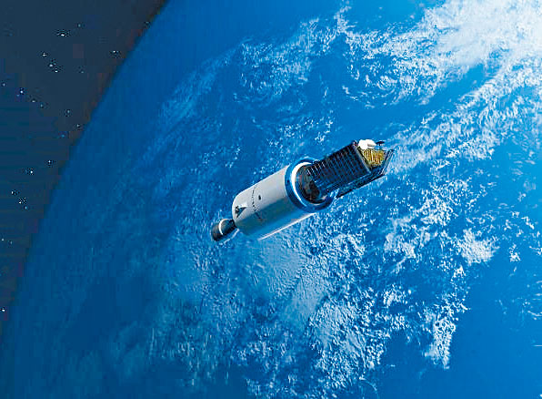 ■圖畫顯示Isar Aerospace的火箭飛入地球軌道。