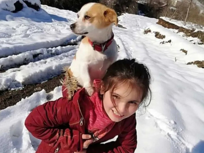 土耳其10歲女孩為救生病狗狗，背牠冒雪徒步3公里找獸醫。（網圖）