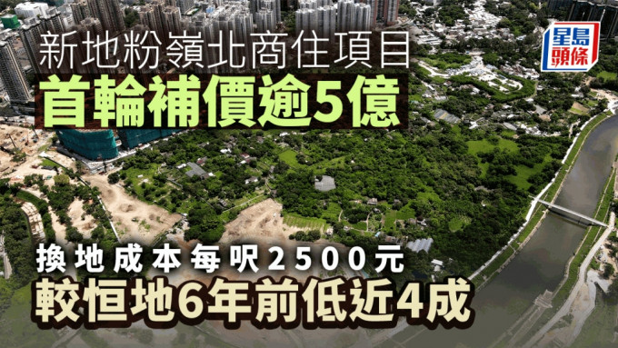 新地粉嶺北商住項目 首輪補價逾5億 換地成本每呎2500元 較恒地6年前低近4成