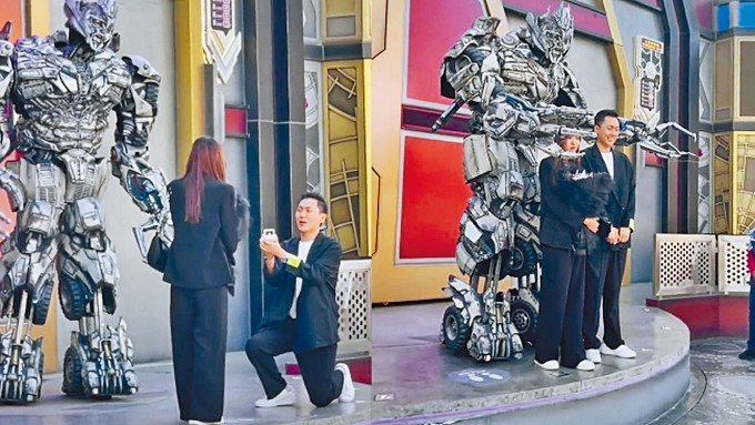 北京环球影城的麦加登爆红，有人借合影时向女友求婚。