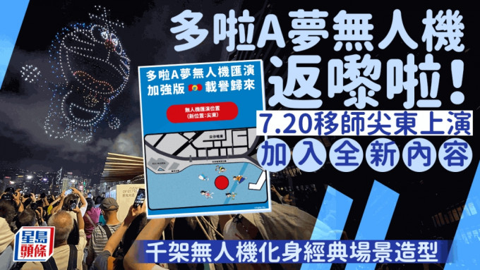 多啦A梦巡回展︱无人机汇演载誉归来！7.20尖东上演 户外展区7.9起免费预约进场（附详情）