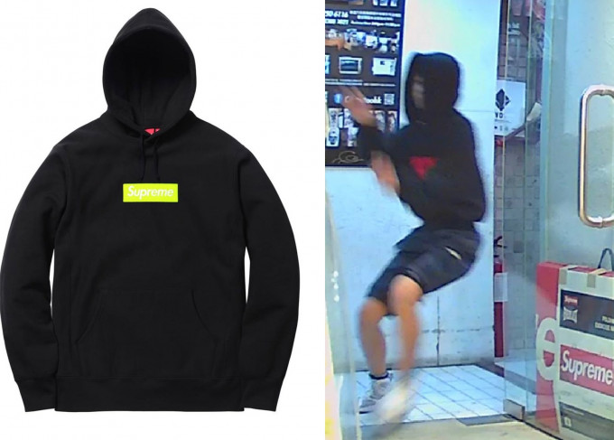 被偷的Supreme Box Logo Hoodie（左）、涉事少年（右）。