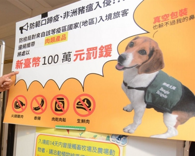 台湾全面阻截非洲猪瘟入境，近日全面修订罚则及违禁肉品。网图