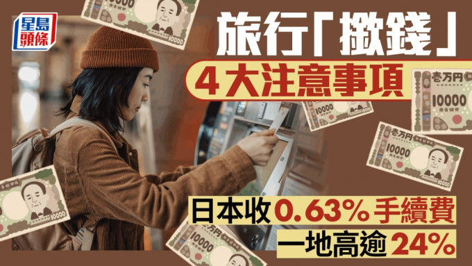 旅行「揿钱」4大注意事项 日本收0.63%手续费 一地高逾24%