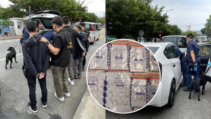 警方於中環碼頭截毒品快餐車，檢獲市值約5.2萬元毒品，拘捕兩名男子。警方圖片