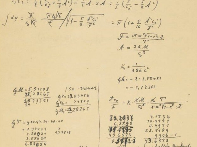 爱因斯坦的相对论手稿于11月底进行拍卖。网图