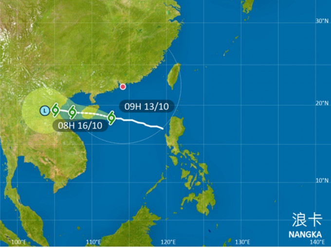 浪卡未進入本港400公里天文台就掛8號波。