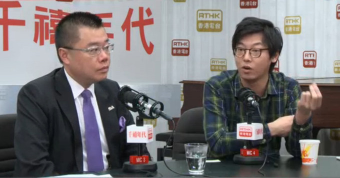 陳劍青(右)對發展高新科技表示認同，但指出不能口說發展創科就不斷投放。