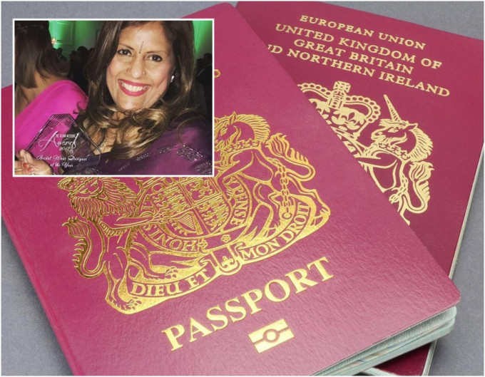 英國婦女拿錯丈夫護照。網上圖片