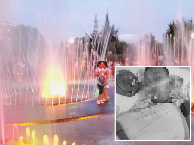 甘肃8岁男童被喷泉强大的冲击力冲飞堕地，抢救11天后伤重身亡。网图