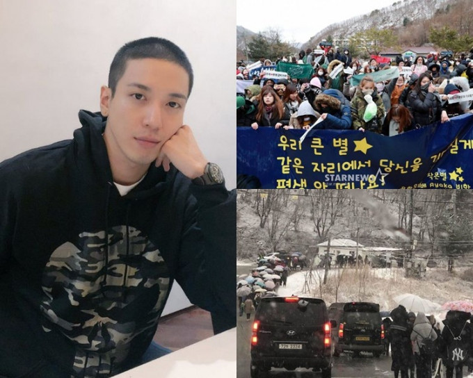 郑容和在社交平台贴最新照片跟粉丝道别，粉丝仍冒寒到军营送别他。