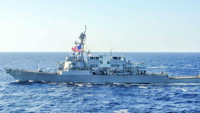 美軍艦米利厄斯號4月16日通過台灣海峽。網圖