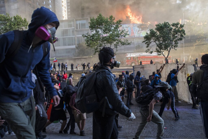 智利暴動。AP