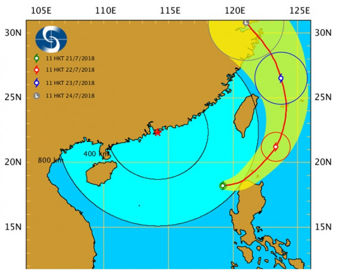热带低气压离香港超过600公里。