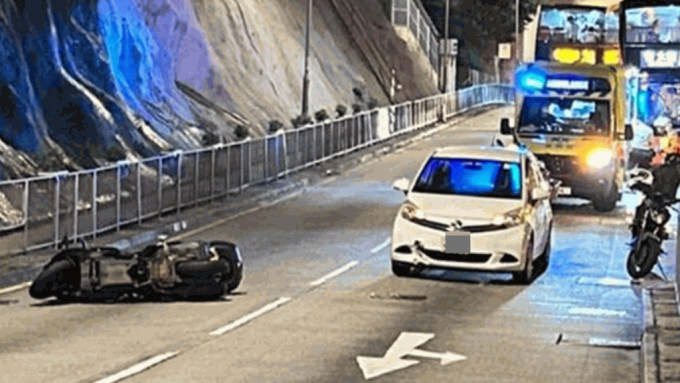 葵涌晚上發生交通意外，涉及電單車及私家車。葵青區區議員劉貴梅提供