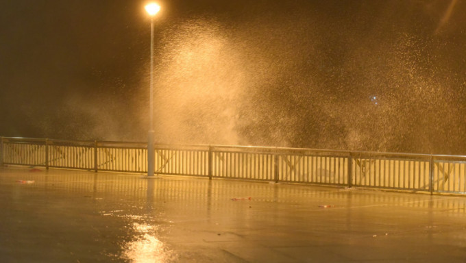 受到尼格及东北季候风的共同影响，本港东部及南部部分地区正吹烈风。港岛杏花邨有滔天巨浪。