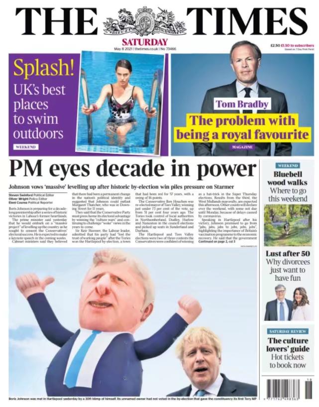《泰晤士報》指英國首相約翰遜開始為未來10年一直執政舖路。