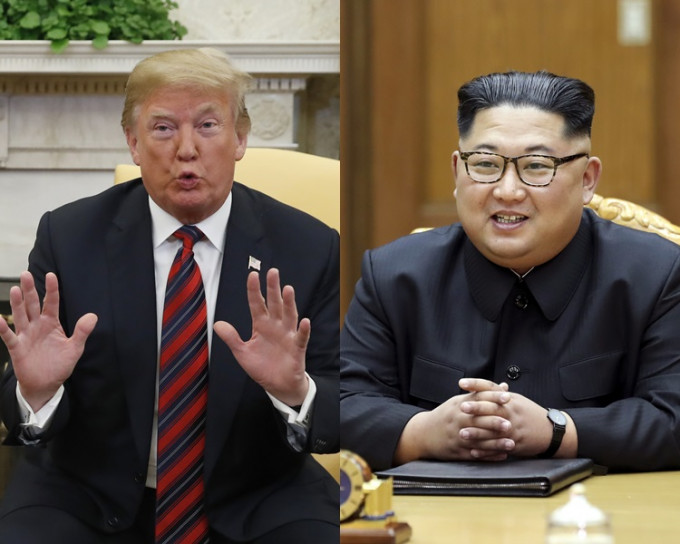 特朗普(左)表示或照原定计画与北韩领袖金正恩(右)会面。AP