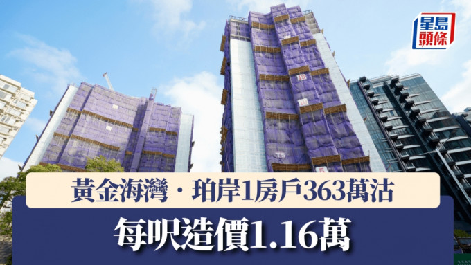 黃金海灣．珀岸1房戶363萬沽，每呎造價1.16萬。