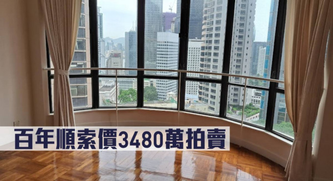 百年順大廈4樓B室，拍賣開價3480萬。