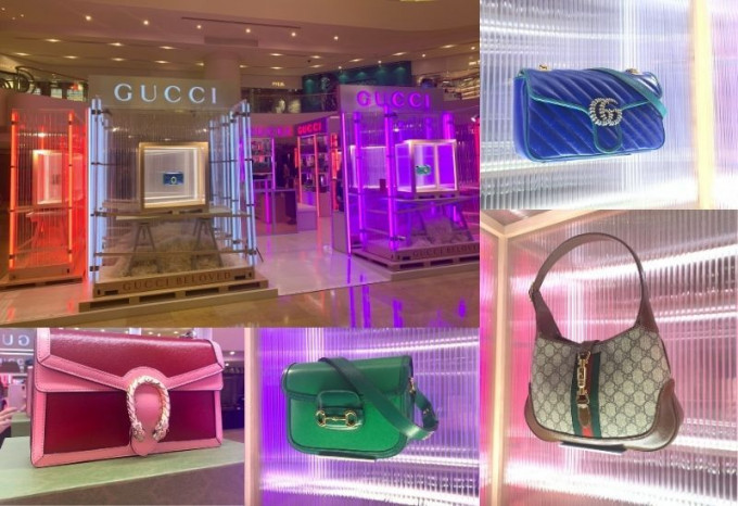 Gucci Beloved期间限定店展示品牌四个经典「袋」表。