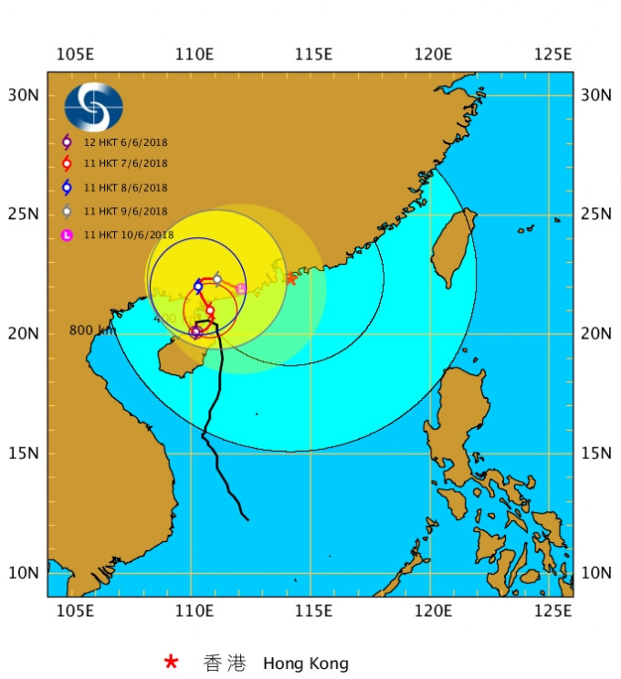 熱帶風暴 艾雲尼
在香港時間 2018 年 06 月 06 日 10 時的最新資料。