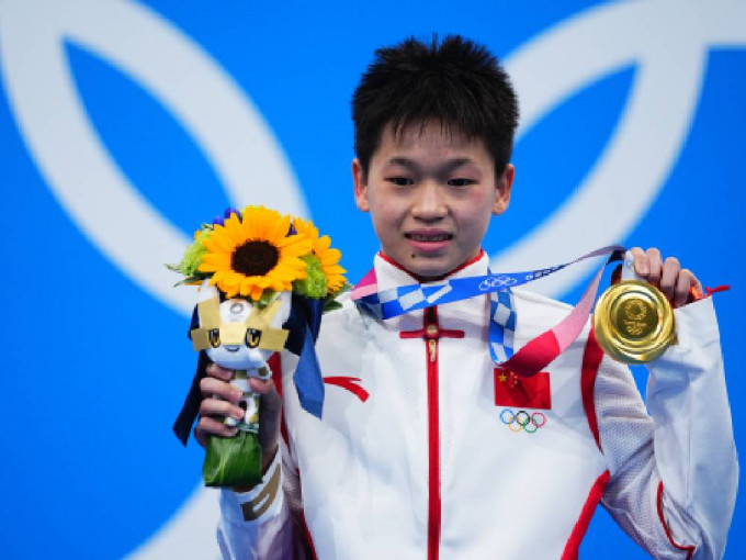 14歲中國運動員全紅嬋在東京奧運女子10米高台跳水奪金。新華社資圖片