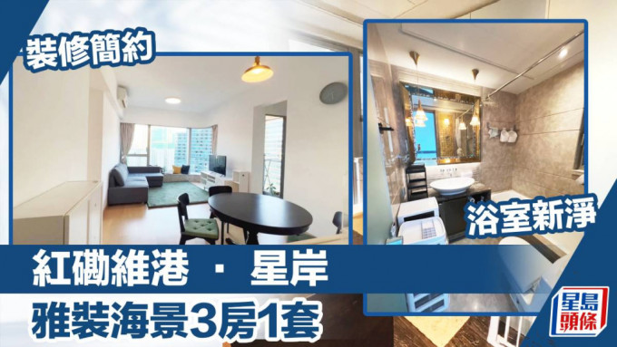 红磡屋苑维港 · 星岸2座中层C室，实用面积805方尺，最新以月租42000元招租。