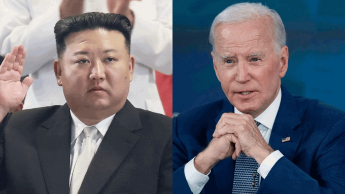 美国总统拜登（右）盼与北韩领导人金正恩会谈。 美联社