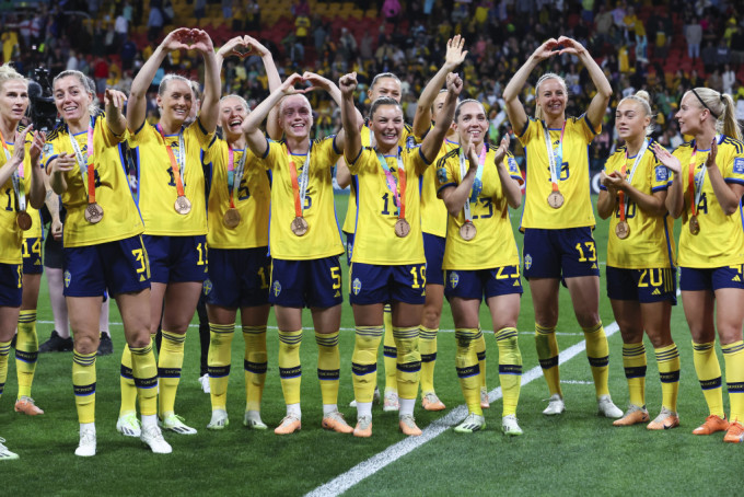 瑞典击败主办国澳洲女足，第4次成为世界杯季军。美联社