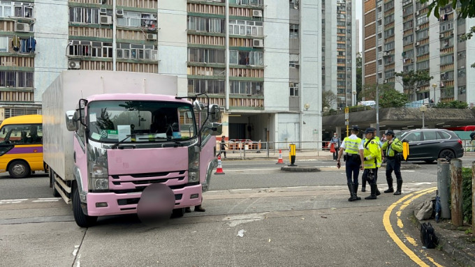 貨車撞倒老婦。林思明攝