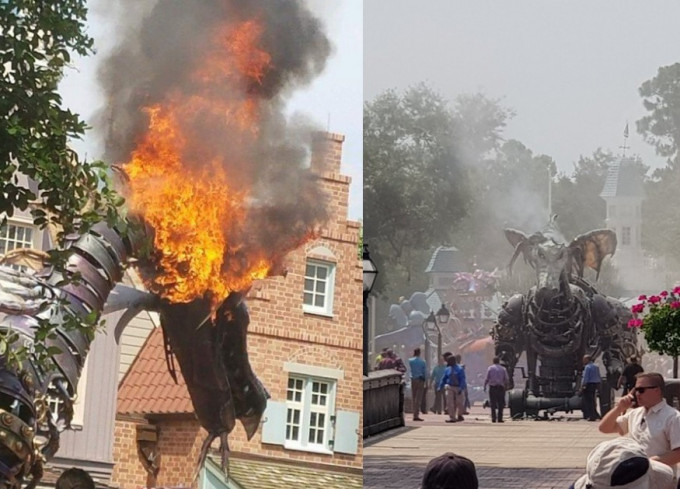 奧蘭多迪士尼世界的魔術王國舉行花車巡遊期間，「魔龍降臨」主題花車突然起火。