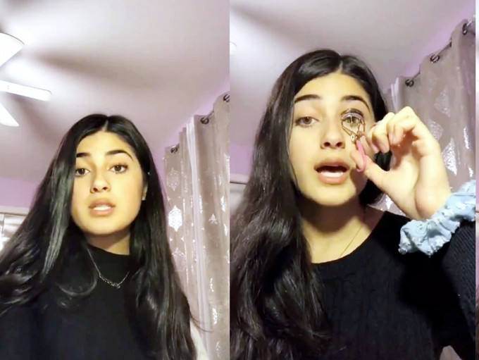 美国一名少女在教化妆的影片中呼吁关注新疆。