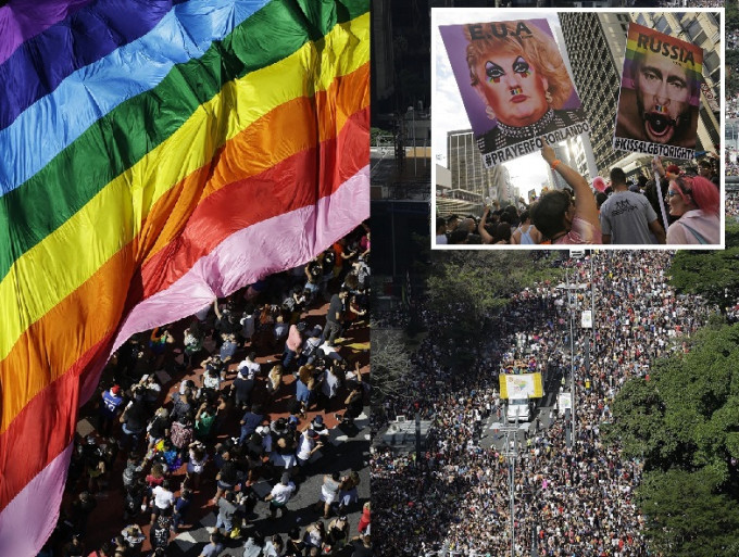 巴西最大城市聖保羅周日舉行一年一度的同性戀者大巡遊。美聯社
