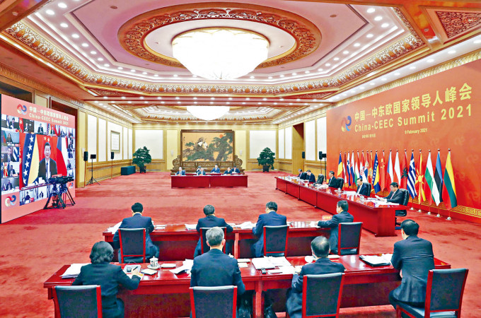 习近平昨天以视像形式主持「中国－中东欧国家领导人峰会」。