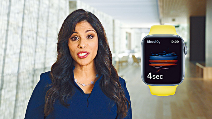 苹果公司健康部门副总裁德赛，介绍Apple Watch Series 6侦测血氧功能。