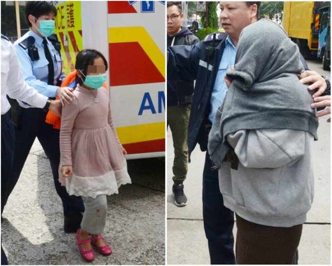母亲（图右）报警声称曾体罚8岁女童（图左）。