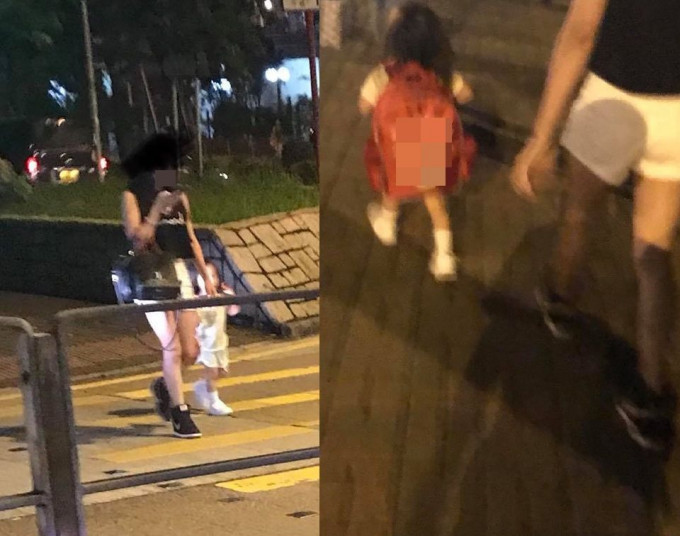 发帖网民称，相中女子在过马路都「未有拖着小女孩，就是只顾看手机」。fb群组「Tai Po 大埔」