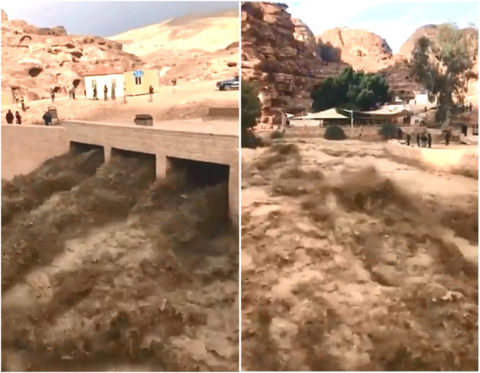约旦严重水灾造成11人死亡。网上图片
