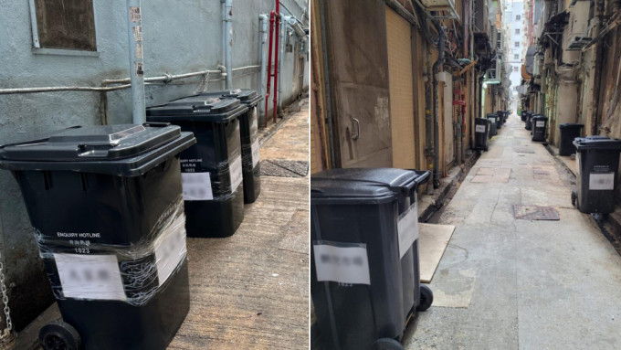 食环署试验在后巷摆放垃圾桶，供食肆弃置垃圾。政府新闻处